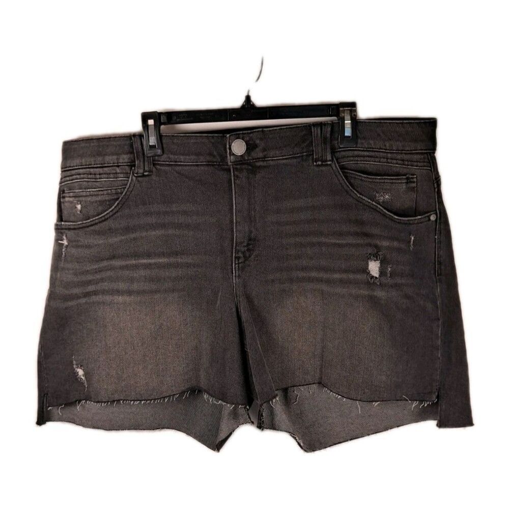 Democracy Women's Cut-off Shorts Size 22W Faded Black Distressed "Ab" Technology